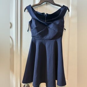 Cross Over Skater Dress navy blue size small